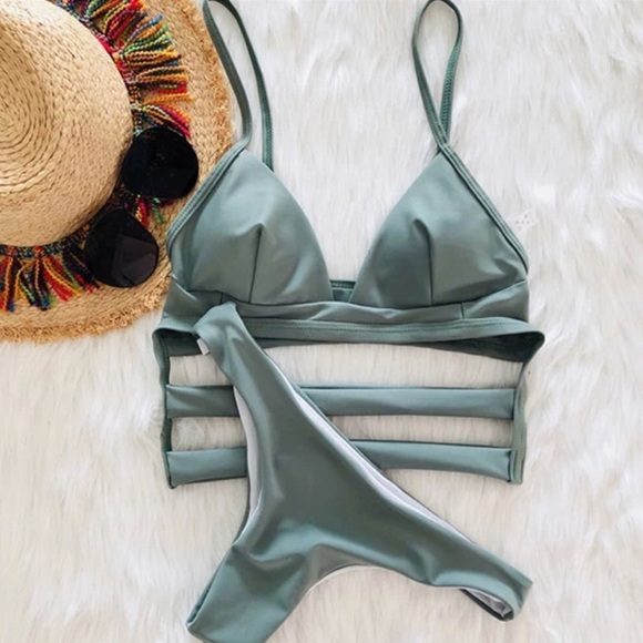 Other - ❤️LAST ONE ❤️olive wrapped strappy cross bikini